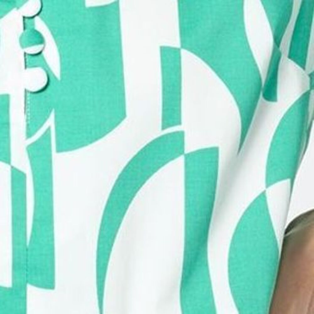 Bless My Sole Women's Top Sz M Geo Goddess Blouse Green A648163 - Picture 2 of 4